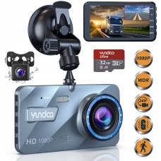 Dash Cam Front and Rear, Dash Cam for Car 1080P Aluminum Alloy Shell 4''Big IPS Screen Car Camera with 32GB SD Card 170°Wide Angle,G-Sensor,Loop Recording,Parking Monitor,Night Vision,Motion Detection