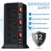 Tower Extension Lead with usb Slots [13A 3250W] Surge Protector - 12 AC Outlets & 6 USB Ports 16.4FT/5M Extension Cords for Home, Office Black…